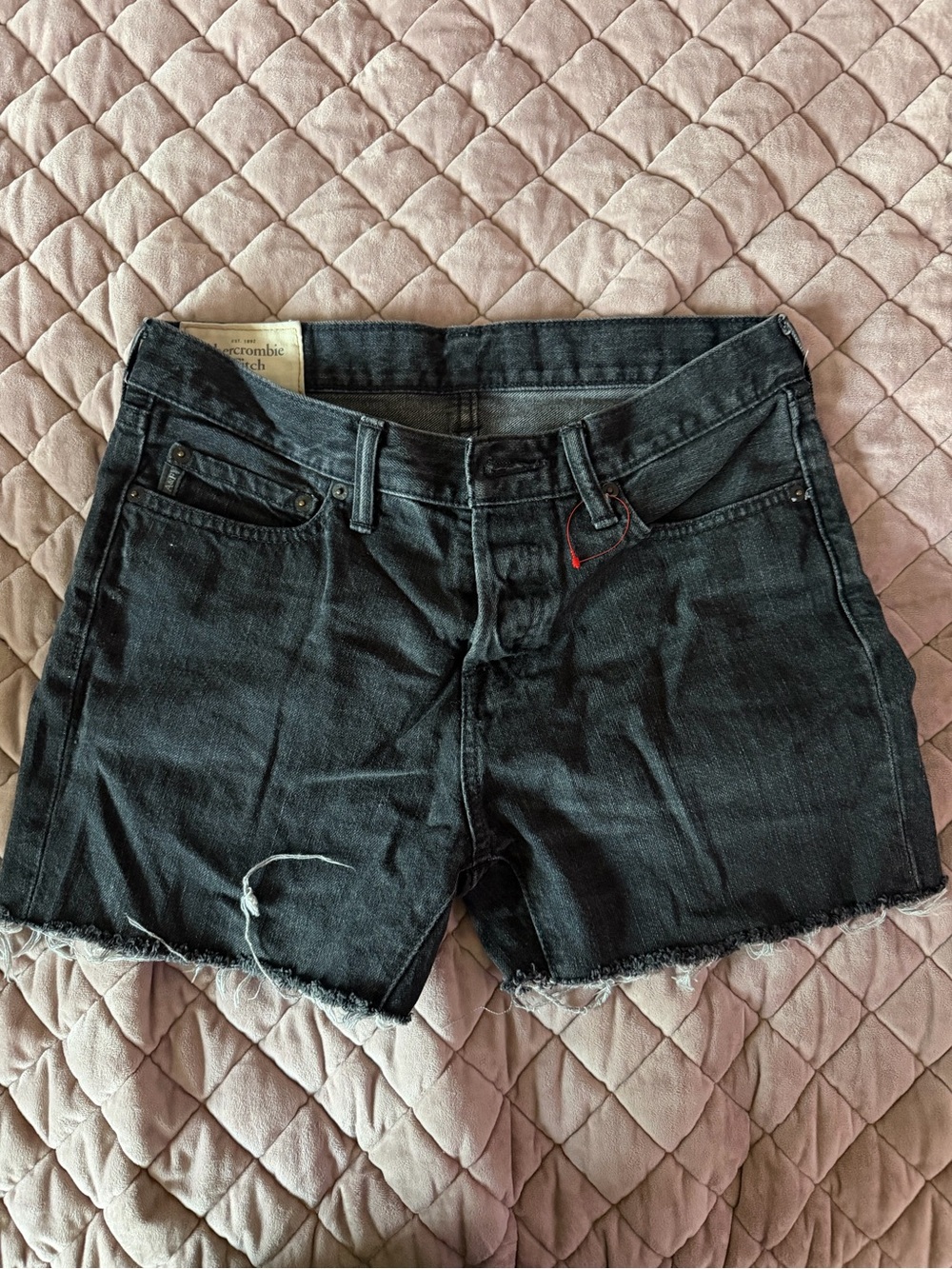 Abercrombie & Fitch Black Distressed Denim Cutoff Shorts